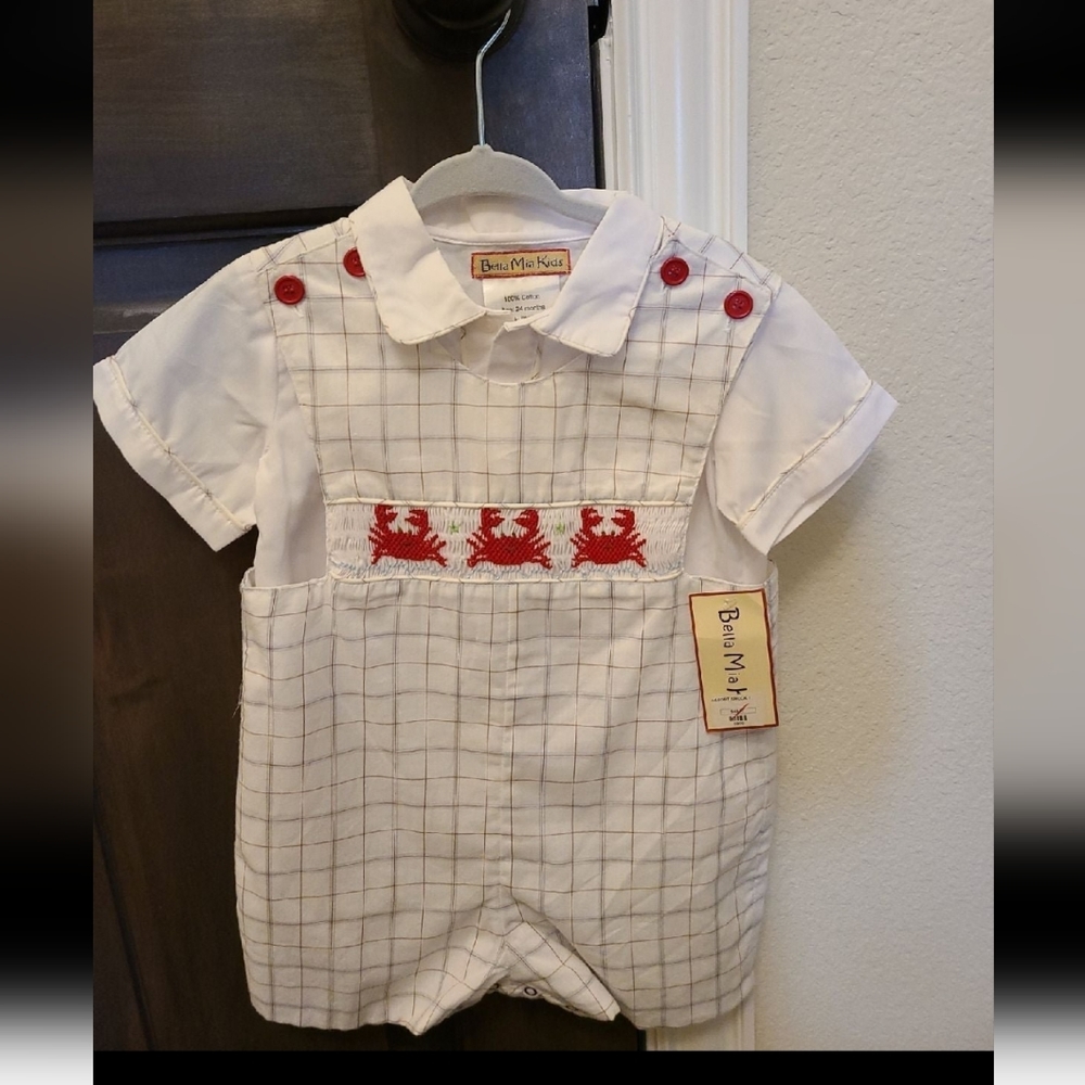 Nwt! Bella Mia kids toddler boy crab romper